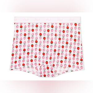 XL 3 SET VS PINK Strawberry Cotton High Waist Boyshort Panty Set Strawberry